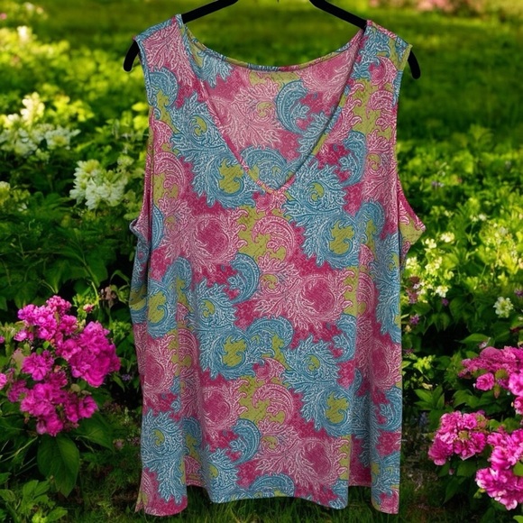 Belle by Kim Gravel Relaxed Pink and Blue Tank Top - Picture 1 of 9